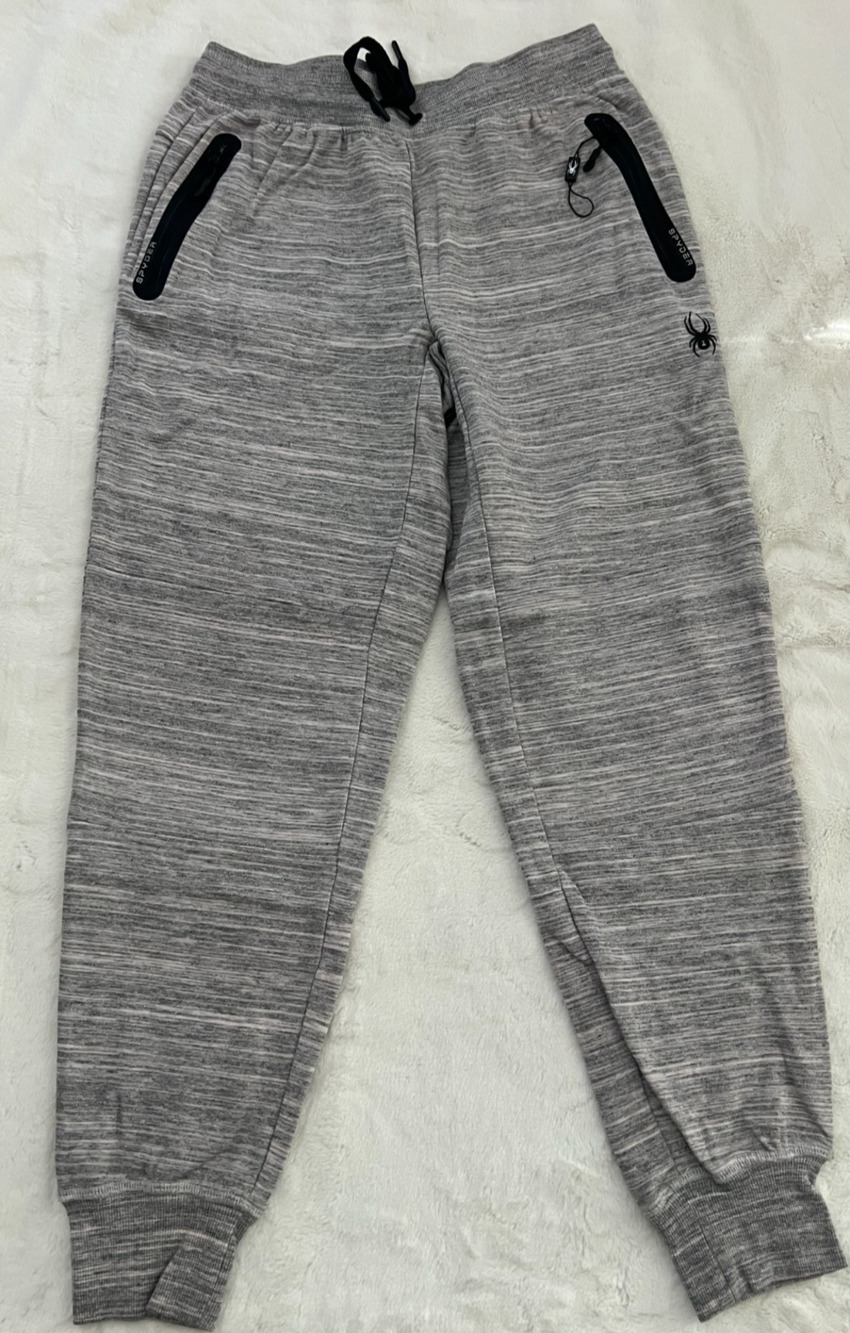 Spyder Active Mens Medium Gray Heather Jogger Pants Zip Pockets Drawstring